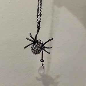 Betsey Johnson two-tiered crystal bezel spider necklace